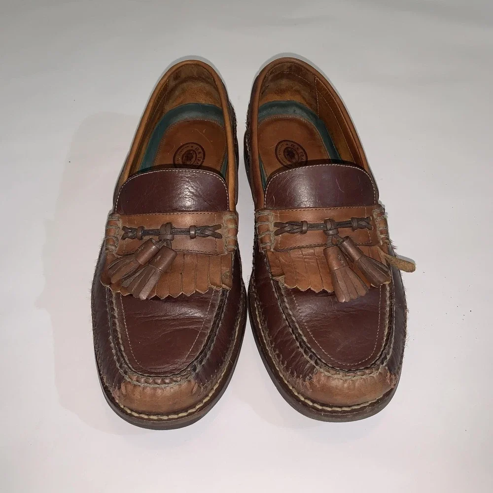 H.S. Trask Shoes Mens Size 10.5 Brown Leather Slip On Tassel Loafers H1175